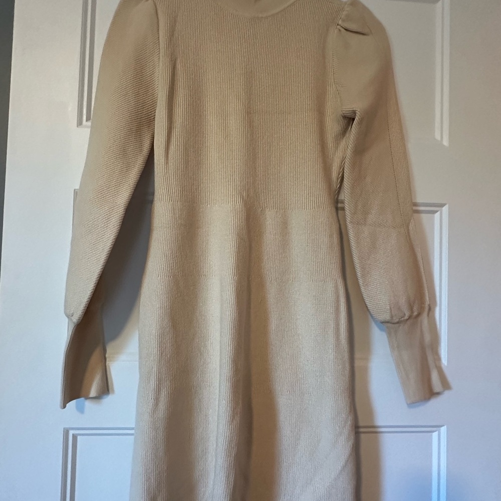 Lulu's Classic Beige Long Sleeve Dress